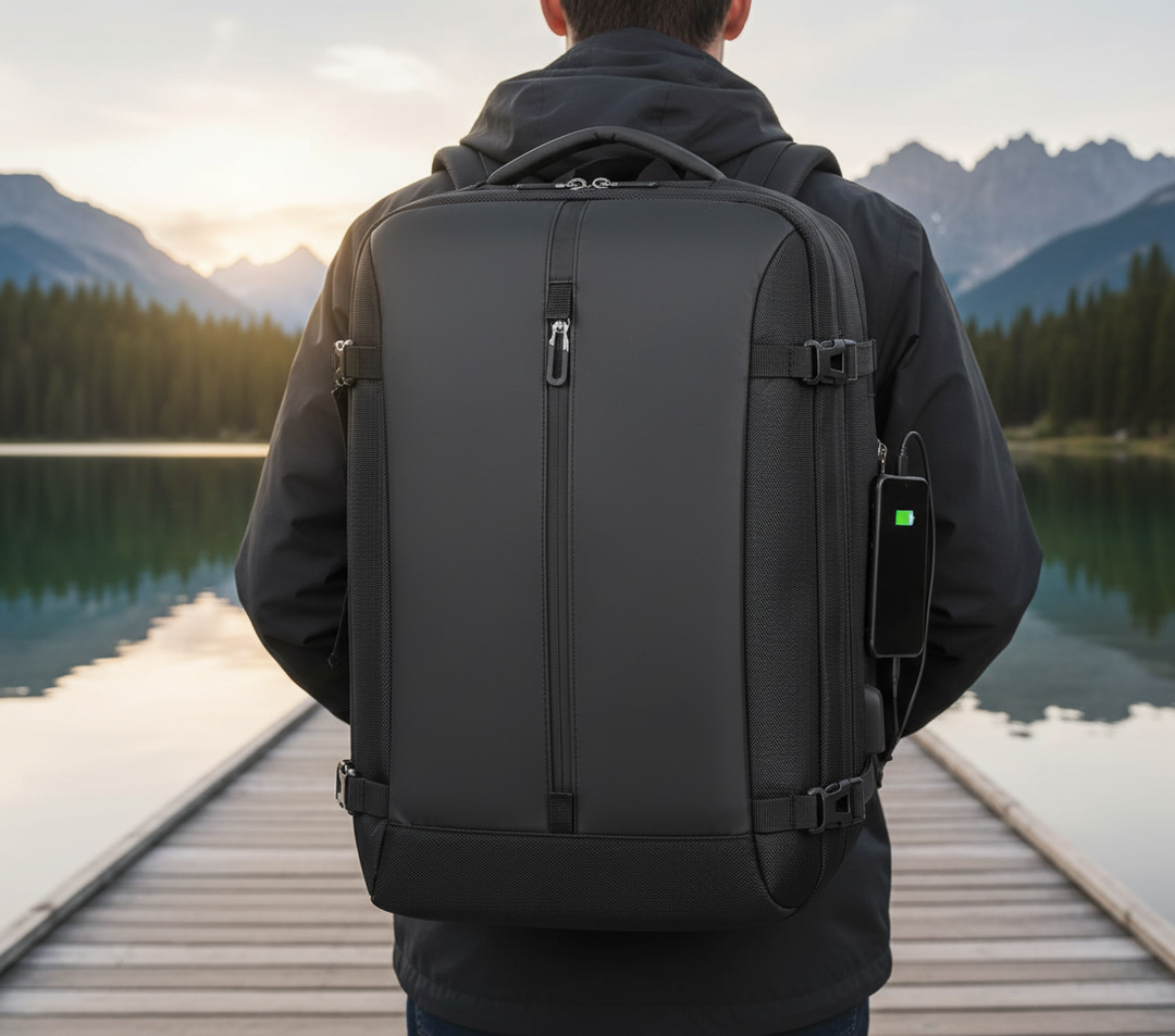 Voyager laptopryggsäck, vattentålig design som skyddar din bärbara dator. Idealisk för pendling, skola och kontor.