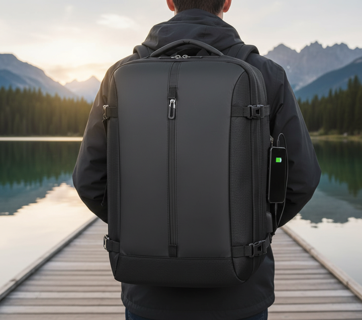 Voyager laptopryggsäck, vattentålig design som skyddar din bärbara dator. Idealisk för pendling, skola och kontor.