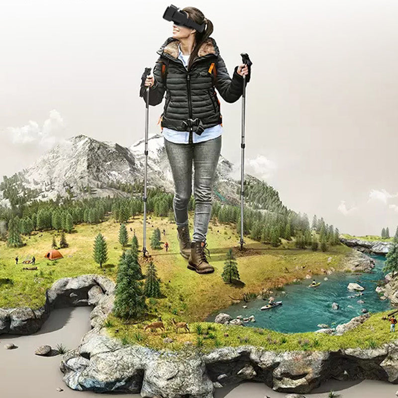 VR panoramaglasögon med Bluetooth, IMAX-ljud; stora svarta linser, justerbara huvudramar, kompakt och hopfällbar design