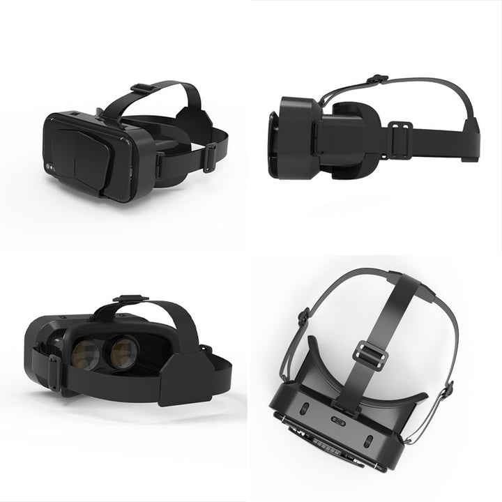 VR panoramaglasögon med Bluetooth, IMAX-ljud; stora svarta linser, justerbara huvudramar, kompakt och hopfällbar design