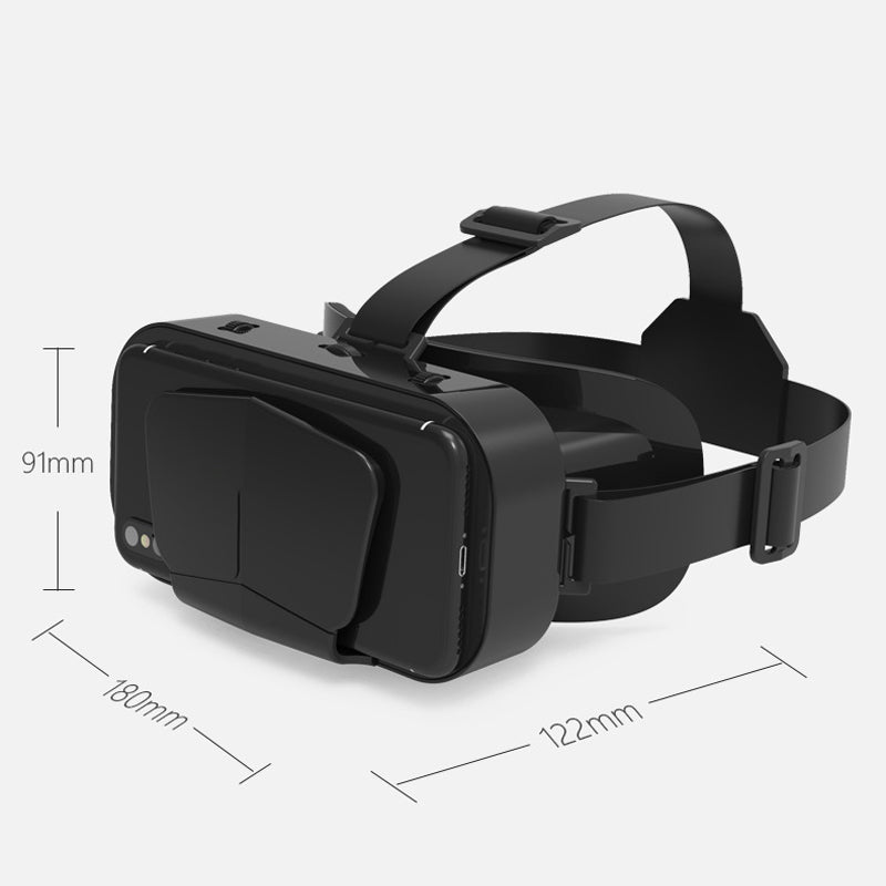 VR panoramaglasögon med Bluetooth, IMAX-ljud; stora svarta linser, justerbara huvudramar, kompakt och hopfällbar design
