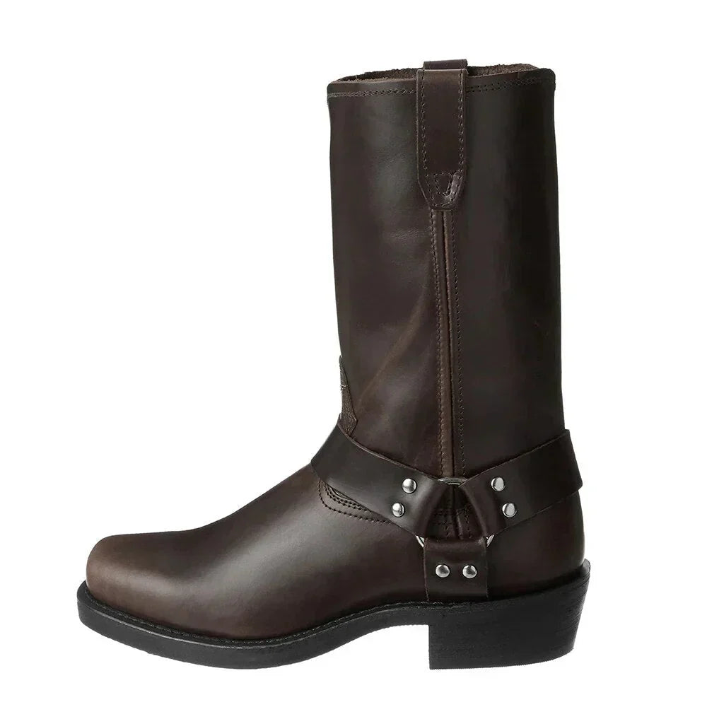 Brun herr cowboyboot med dekorativa nitar