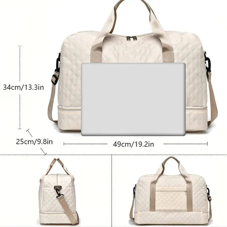 Rymlig resväska och handbagage med dragkedja framtill