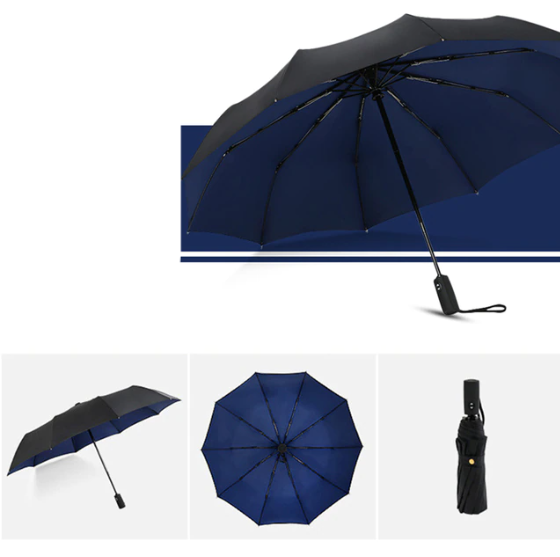 Elegant skydd mot regn och blåst med snygg finish och handledsrem