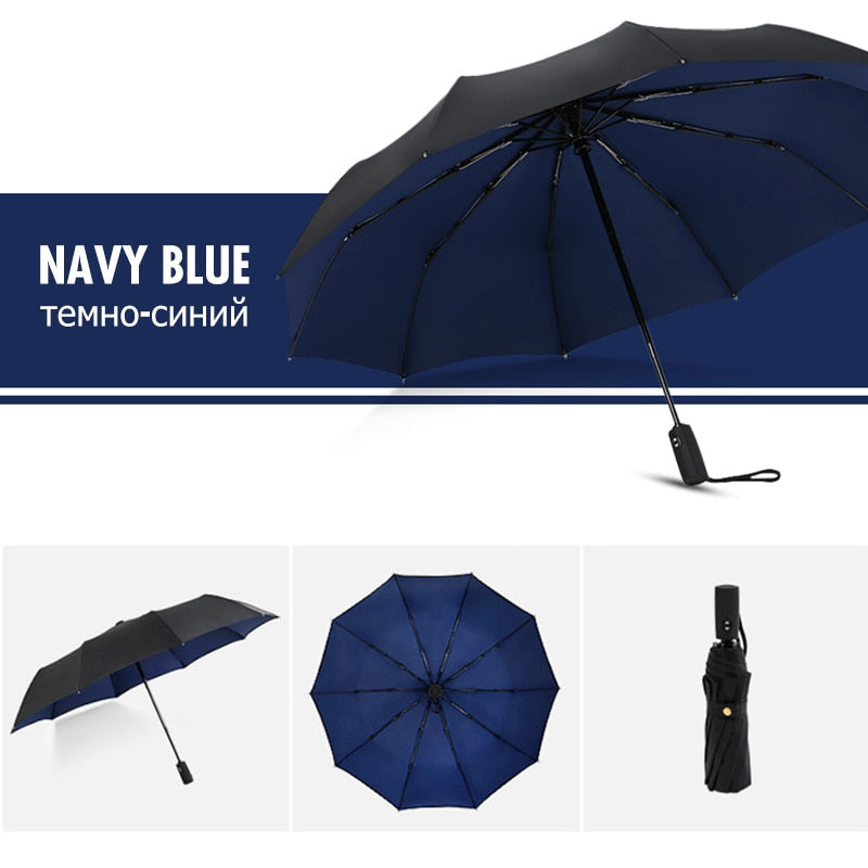 Vindtåligt stormparaply i elegant färg med ergonomiskt handtag för regn och blåst