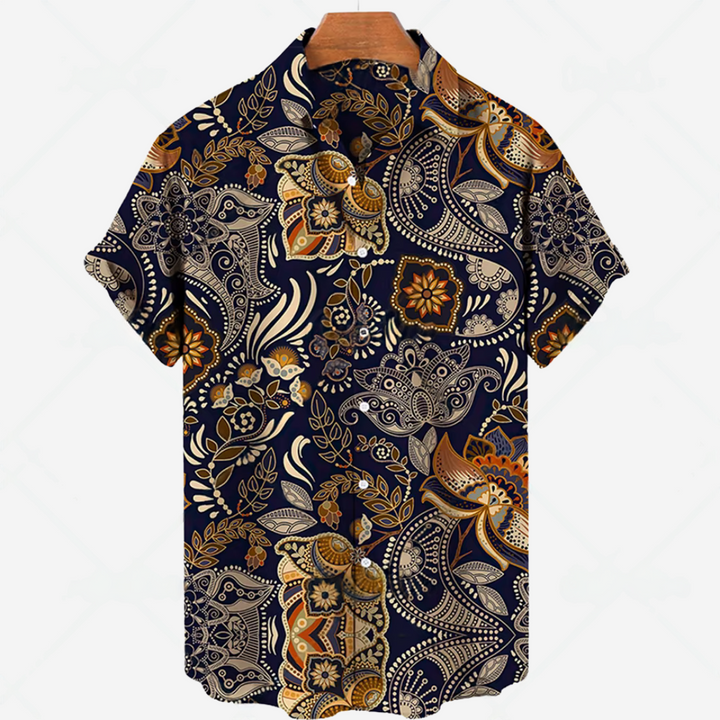 Stil J mönstrad sommarskjorta med klassisk krage