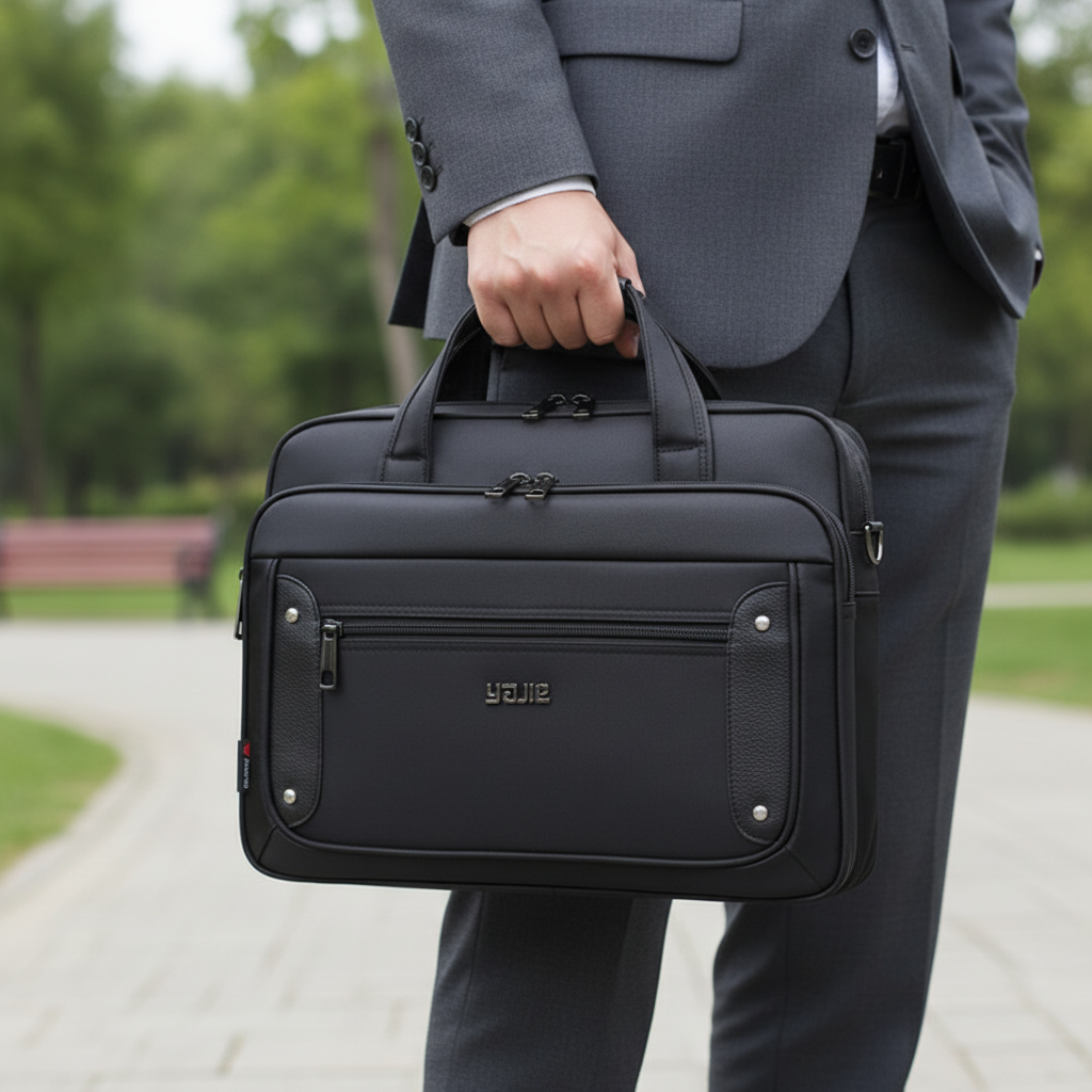 WorkEase laptopväska för effektiv arbetsdag, organiserad datorväska med skydd & axelrem. Perfekt för pendling.