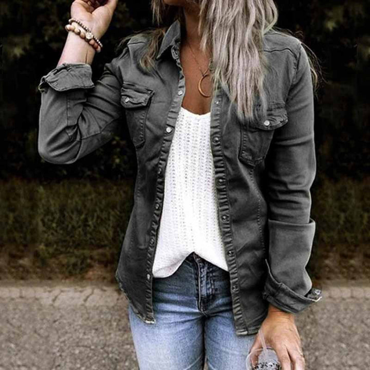 Plisserad Jeansjacka