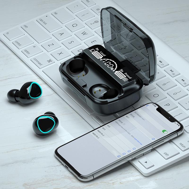 Trådlösa Bluetooth-hörlurar med LED-skärm