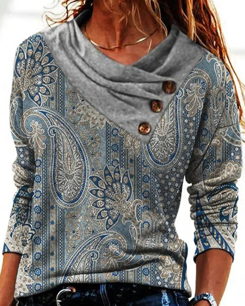 Paisley långärmad topp