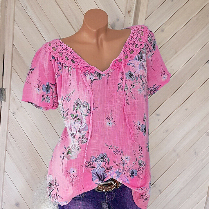WTZ T-shirt med spets med v-hals