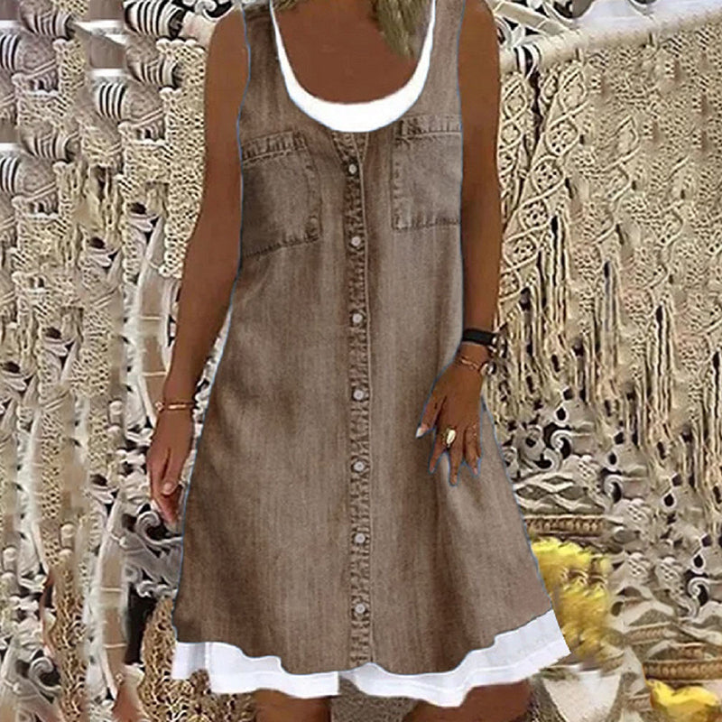 Casual dress with round neck