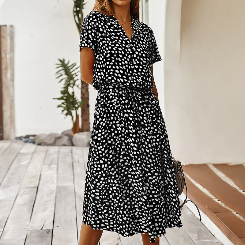 Polka dot V-hals klänning