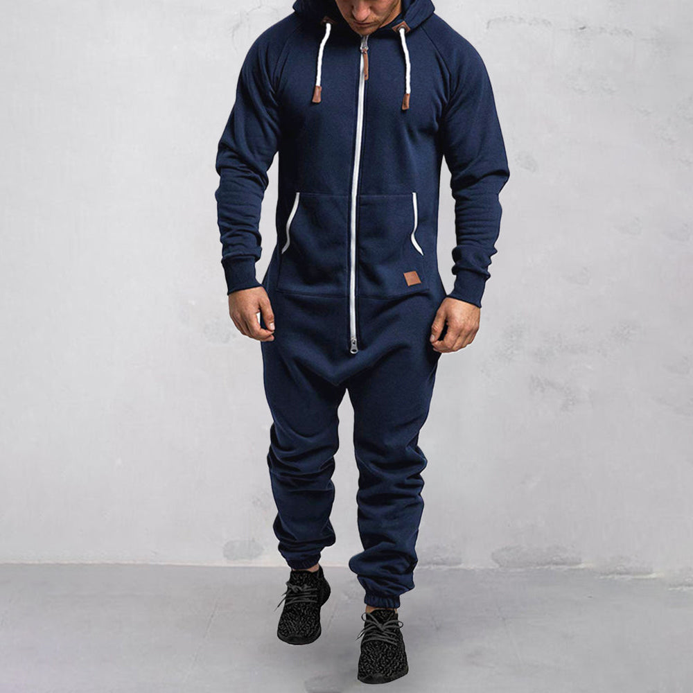 Herr - Mysig Fleeceoverall med Huva