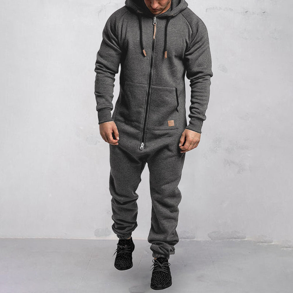 Herr - Mysig Fleeceoverall med Huva