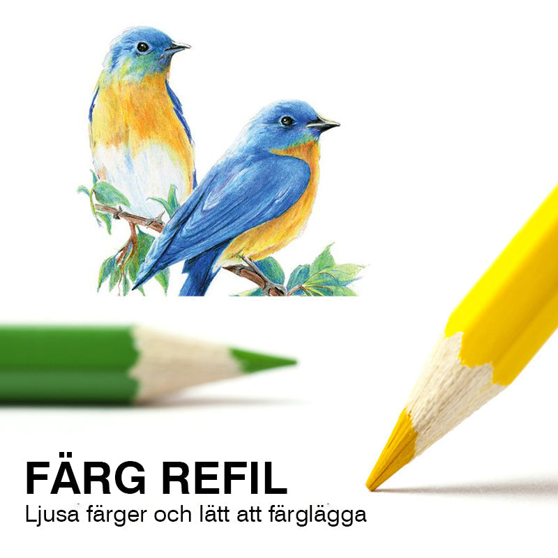Bärbart set med färgpennor för barn och vuxna