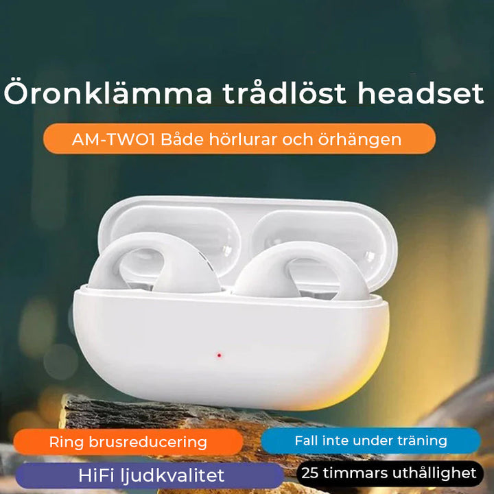 Trådlösa hörlurar med öronklämma och benledning