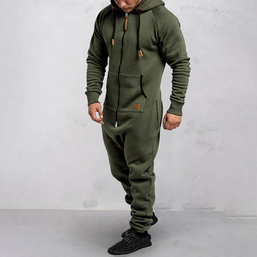Herr - Mysig Fleeceoverall med Huva