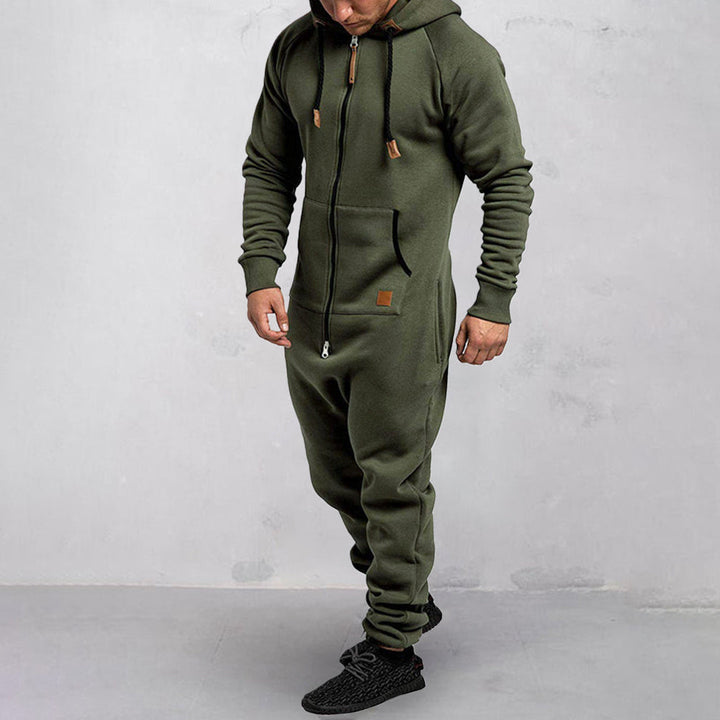 Herr - Mysig Fleeceoverall med Huva