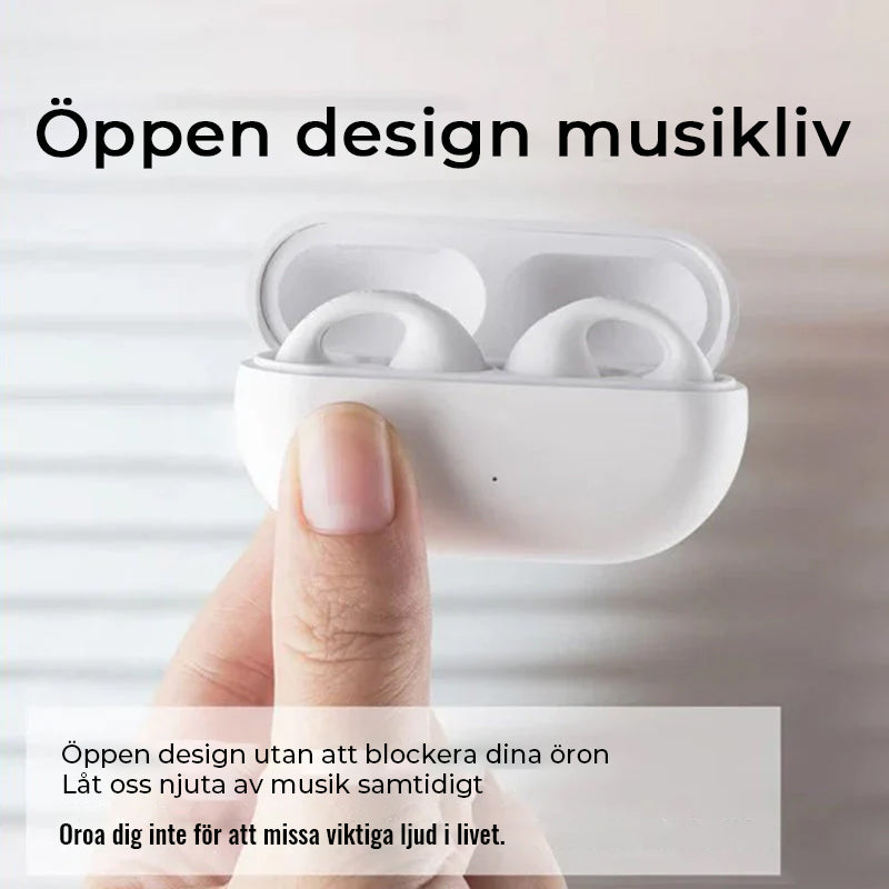 Trådlösa hörlurar med öronklämma och benledning