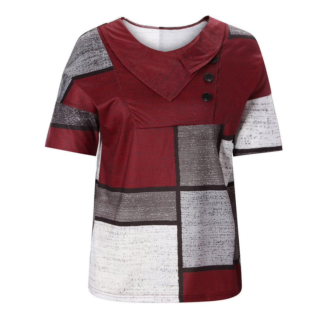 Blus Med Geometriskt Tryck