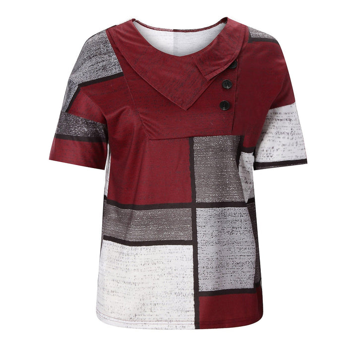 Blus Med Geometriskt Tryck