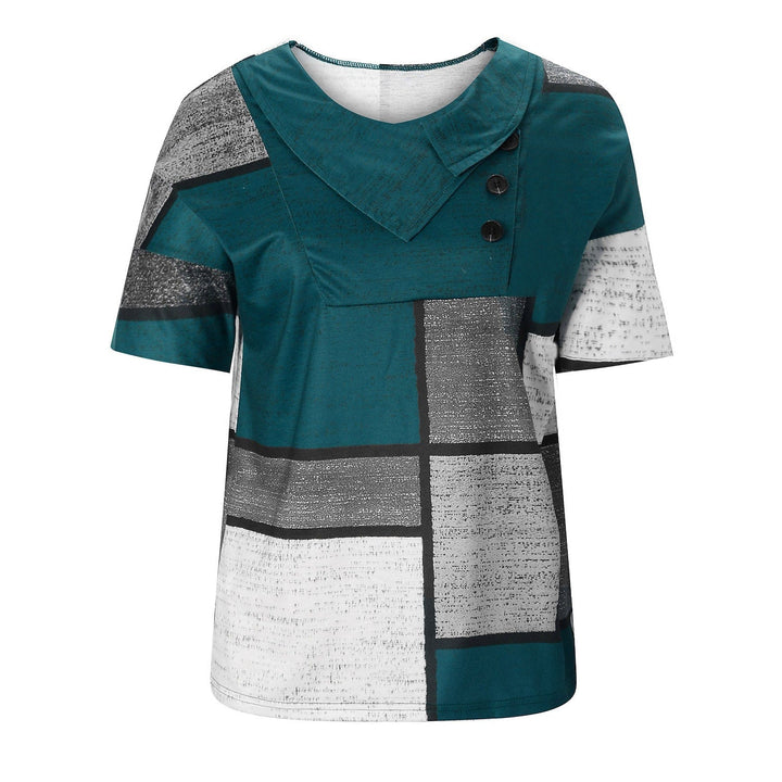 Blus Med Geometriskt Tryck