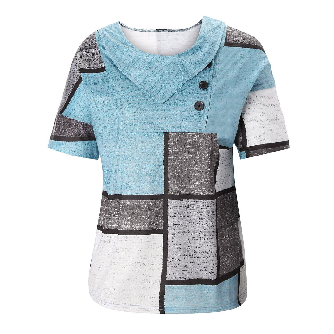 Blus Med Geometriskt Tryck