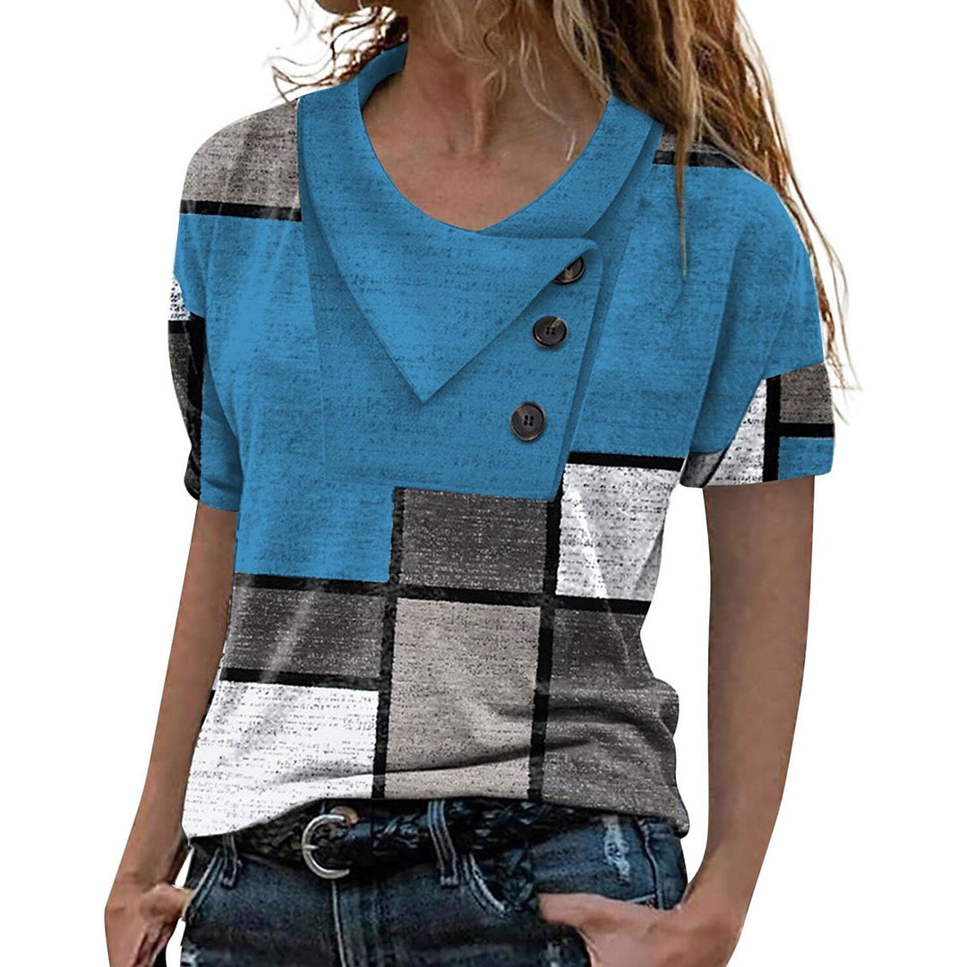 Blus Med Geometriskt Tryck