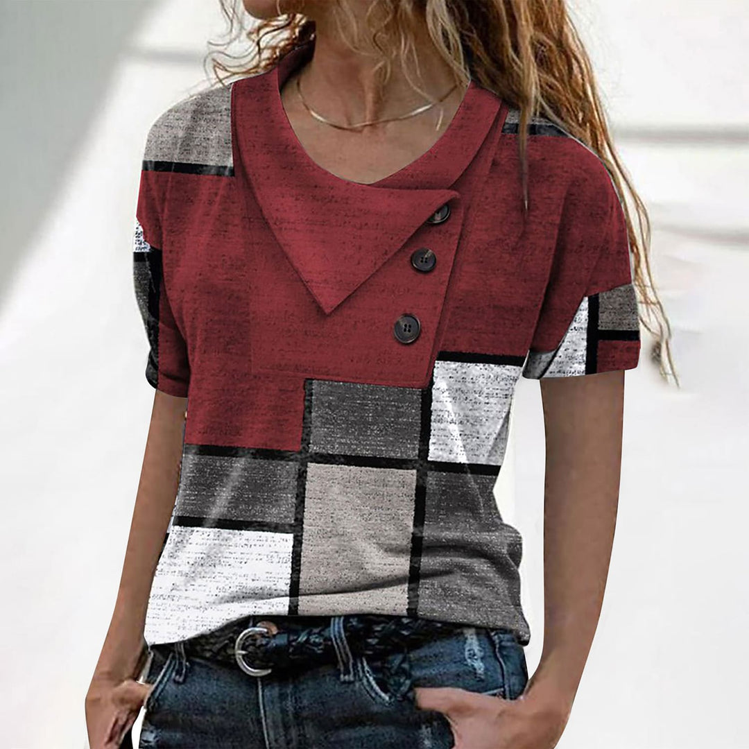 Blus Med Geometriskt Tryck