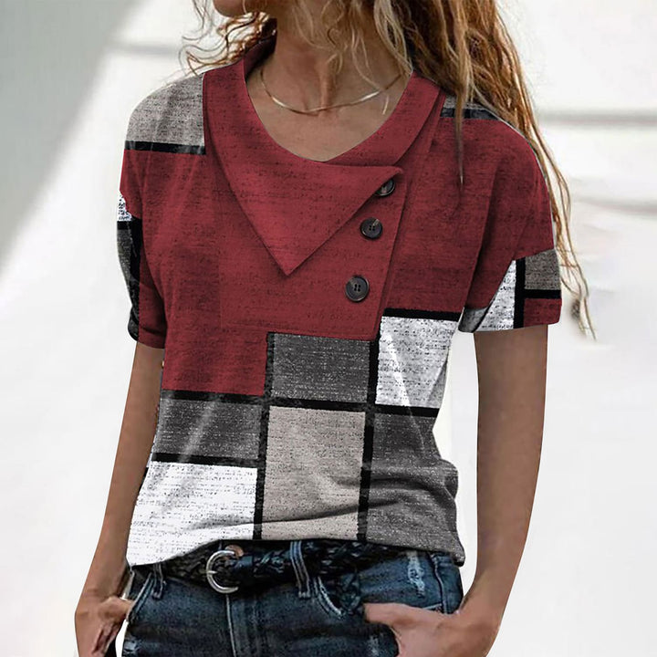 Blus Med Geometriskt Tryck