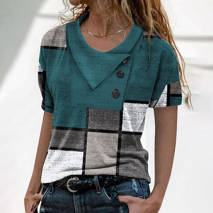 Blus Med Geometriskt Tryck