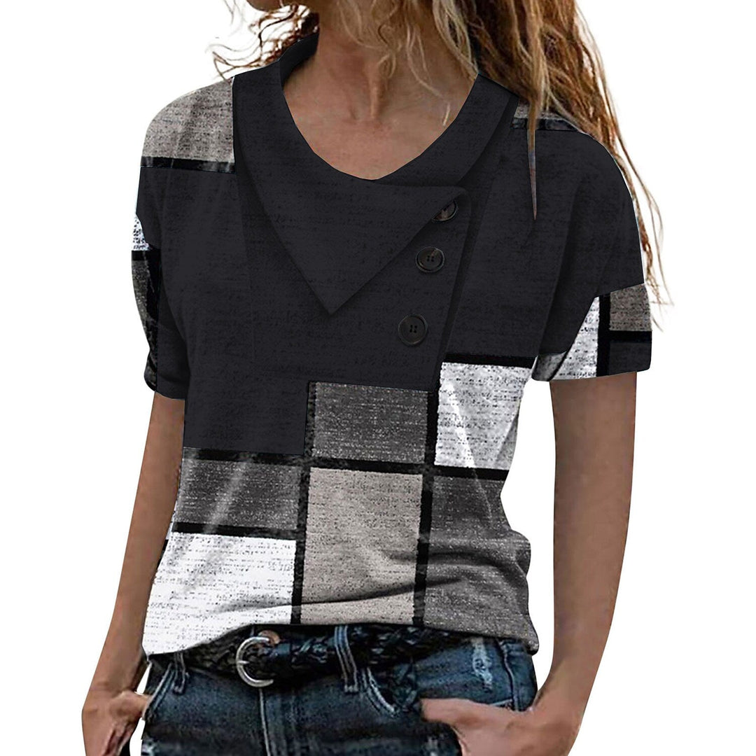 Blus Med Geometriskt Tryck
