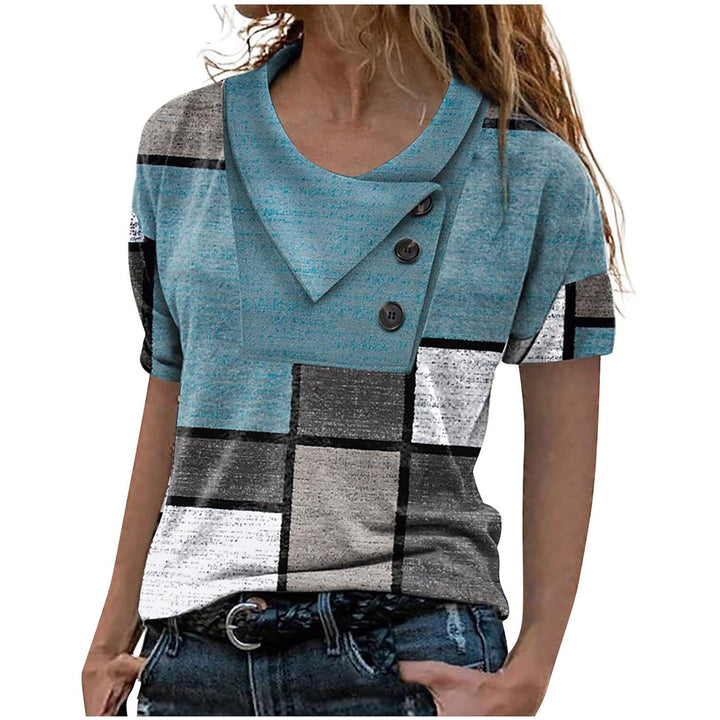 Blus Med Geometriskt Tryck