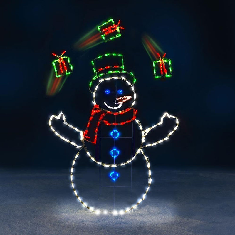 Animerad snögubbe och pingvin julbelysning