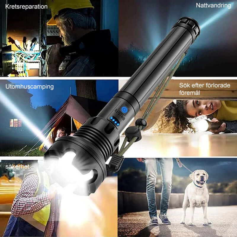 Kraftfull LED-Ficklampa med USB-Laddning