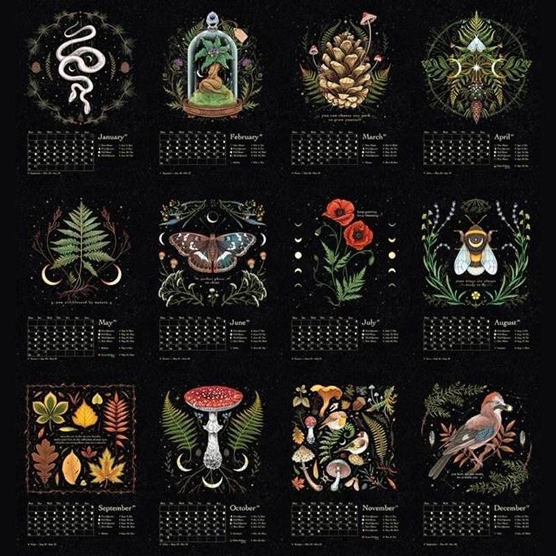 Mörk Skog Månkalender 2023 - Dekorativ Väggkalender