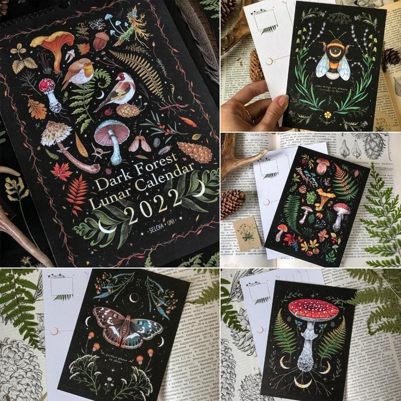 Mörk Skog Månkalender 2023 - Dekorativ Väggkalender