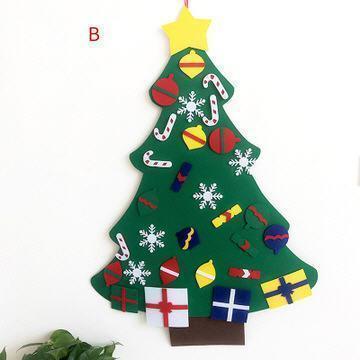 DIY Julgran i Filt för Barnrum med 26 Avtagbara Pyntdetaljer