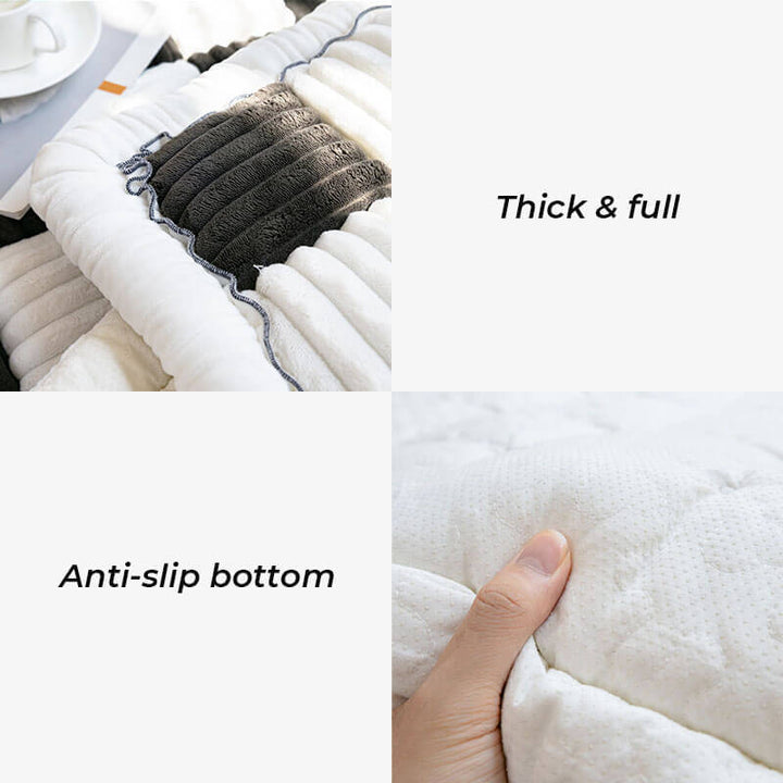 Stor rutig husdjursmatta i gräddfärg för soffa och säng
