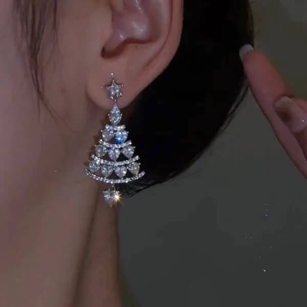 Shiny Christmas Tree Earrings
