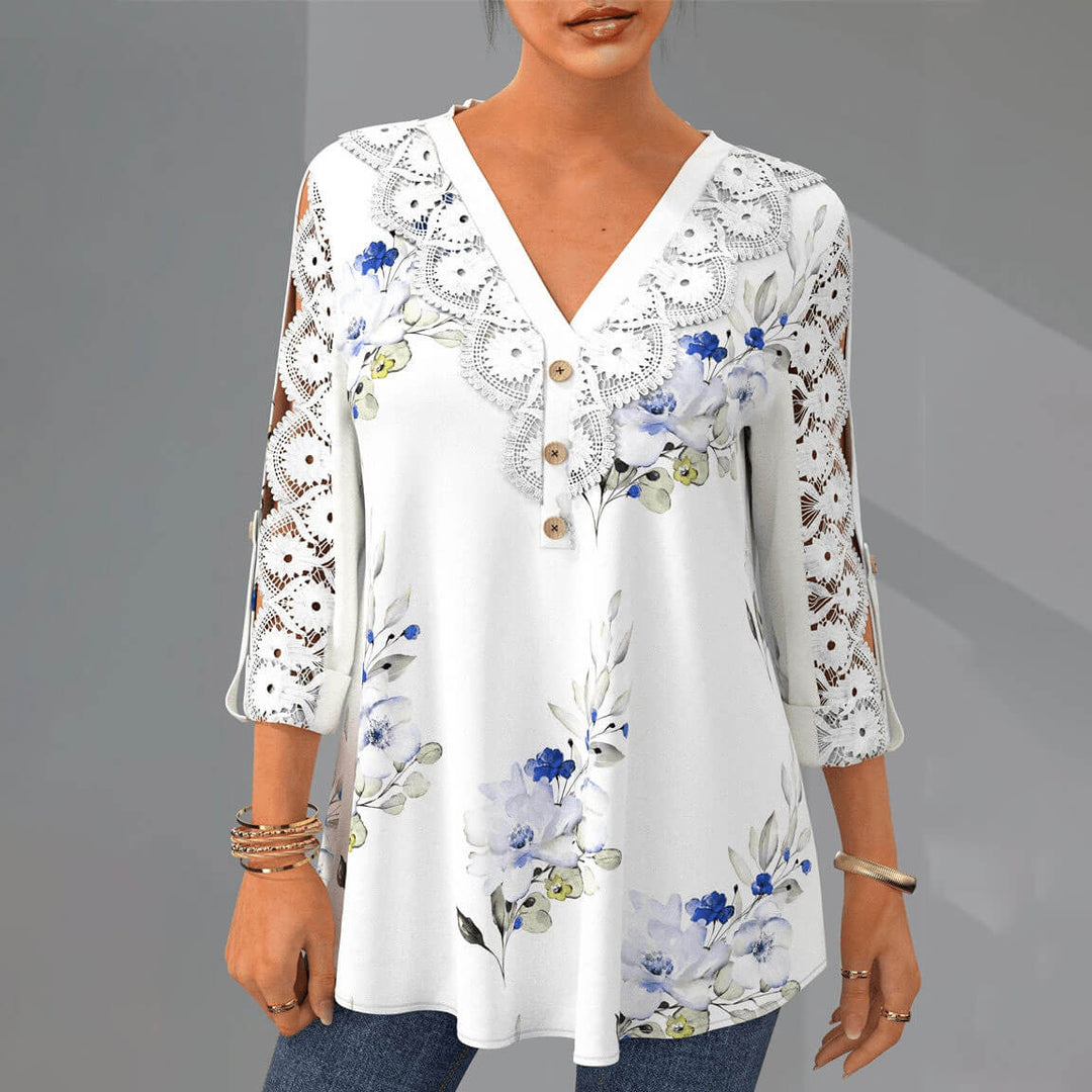 Blus med V-ringning