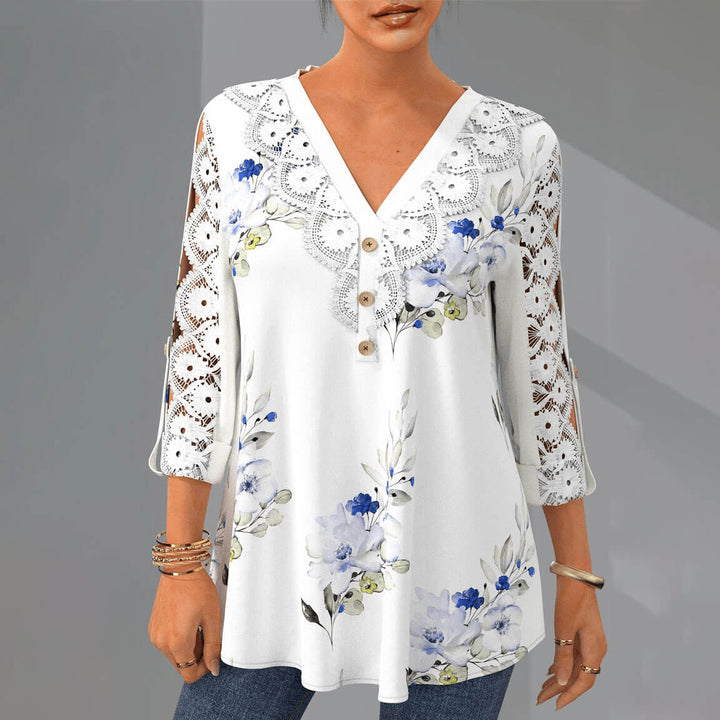 Blus med V-ringning