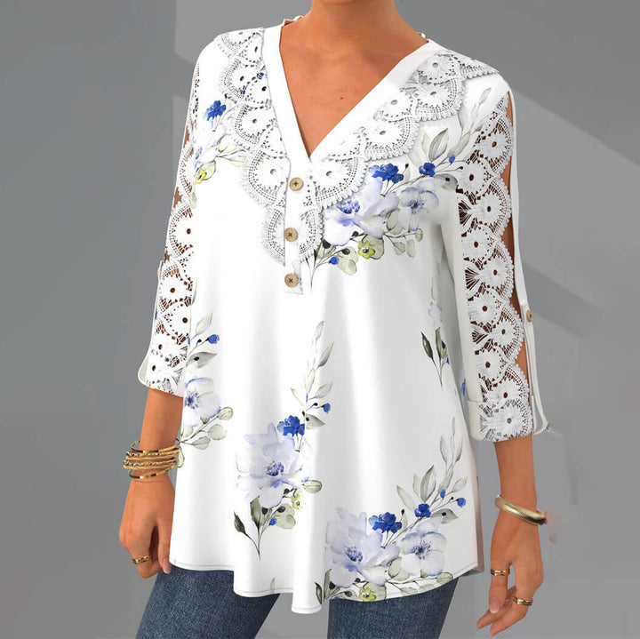 Blus med V-ringning