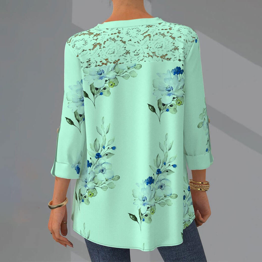 Blus med V-ringning