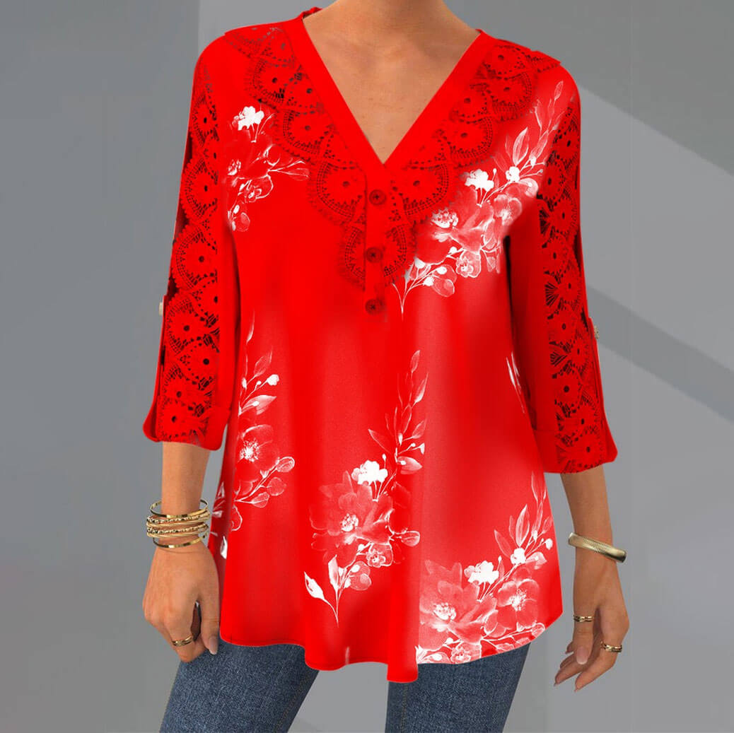Blus med V-ringning