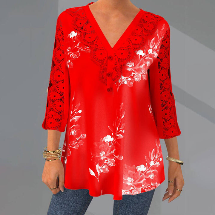Blus med V-ringning