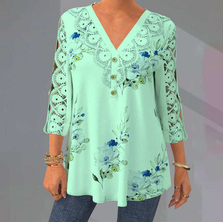 Blus med V-ringning