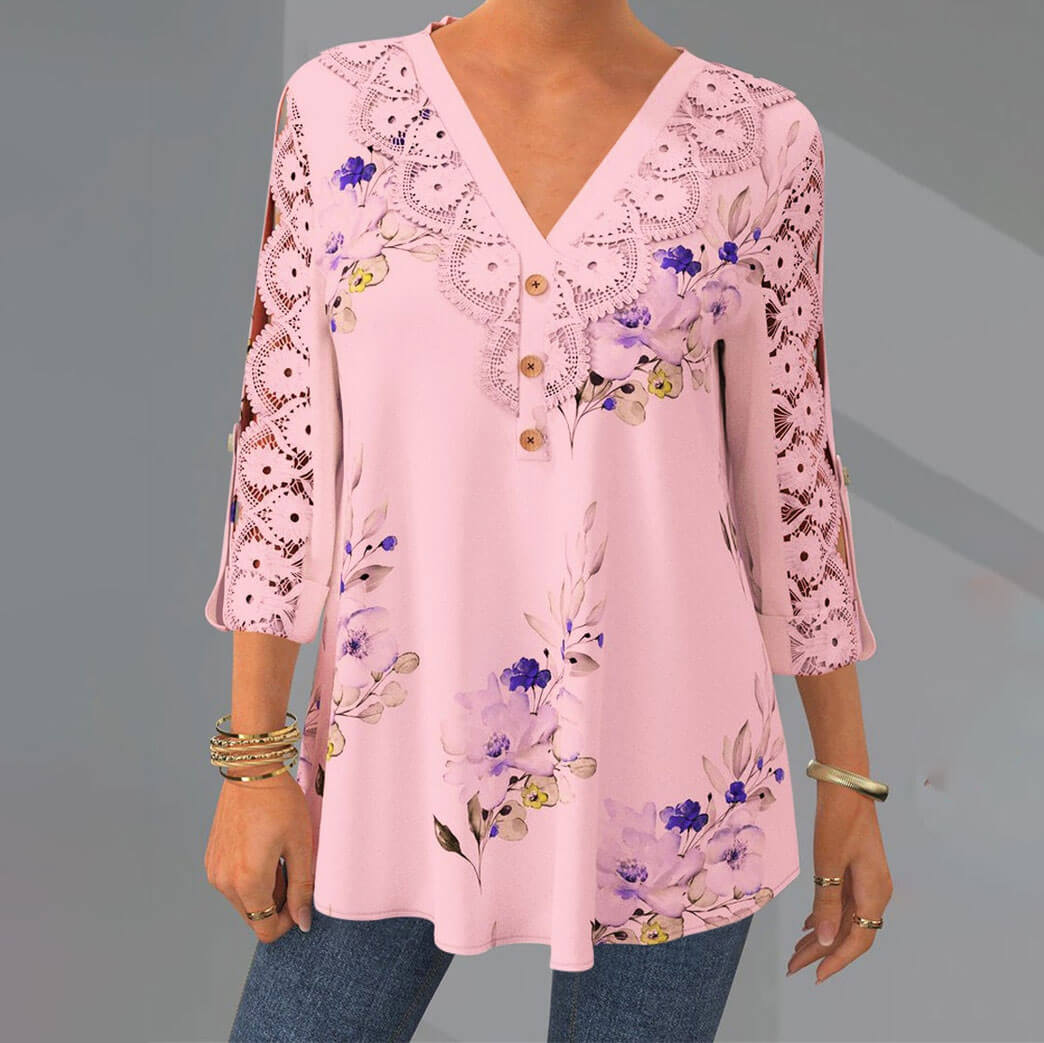 Blus med V-ringning